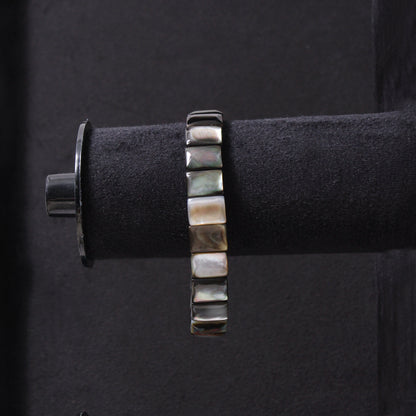 Handmade Shell Stone Smooth Rectangle Beads Bracelet – Natural Stretch Jewelry for Women & Men