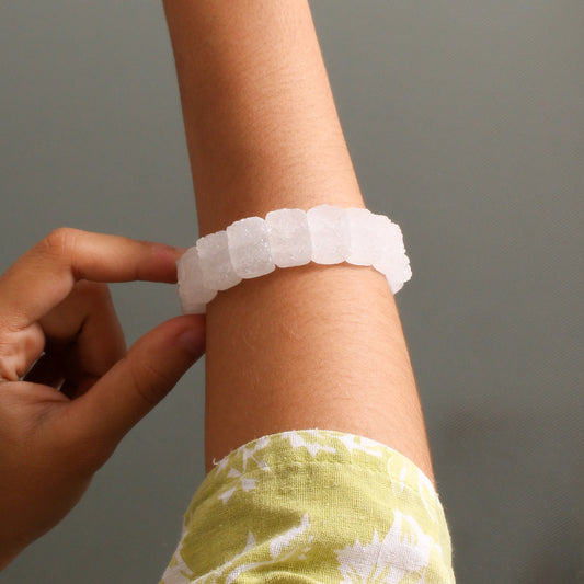 Natural Raw Clear Quartz Crystal Bracelet – Natural Healing & Energy Amplifying Stone Jewelry