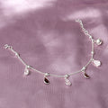 925 Sterling Silver Teardrop Charm Anklet/Bracelet  – Elegant Chain with Dangling Charms