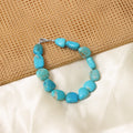 Natural Turquoise Nuggets Bead Bracelet has Sterling Silver Clasp