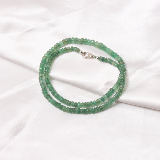 Natural Emerald Faceted Rondelle Beaded Necklace