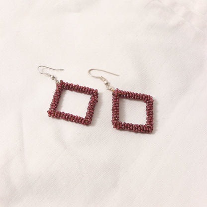 Natural Rhodolite Garnet Gemstone Earrings – Bold Square Design for Passion & Elegance