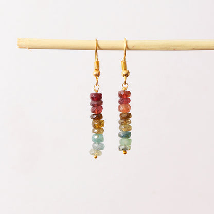 Natural Multi-Tourmaline Gemstone Earrings – Vibrant Drop Design for Balance & Style