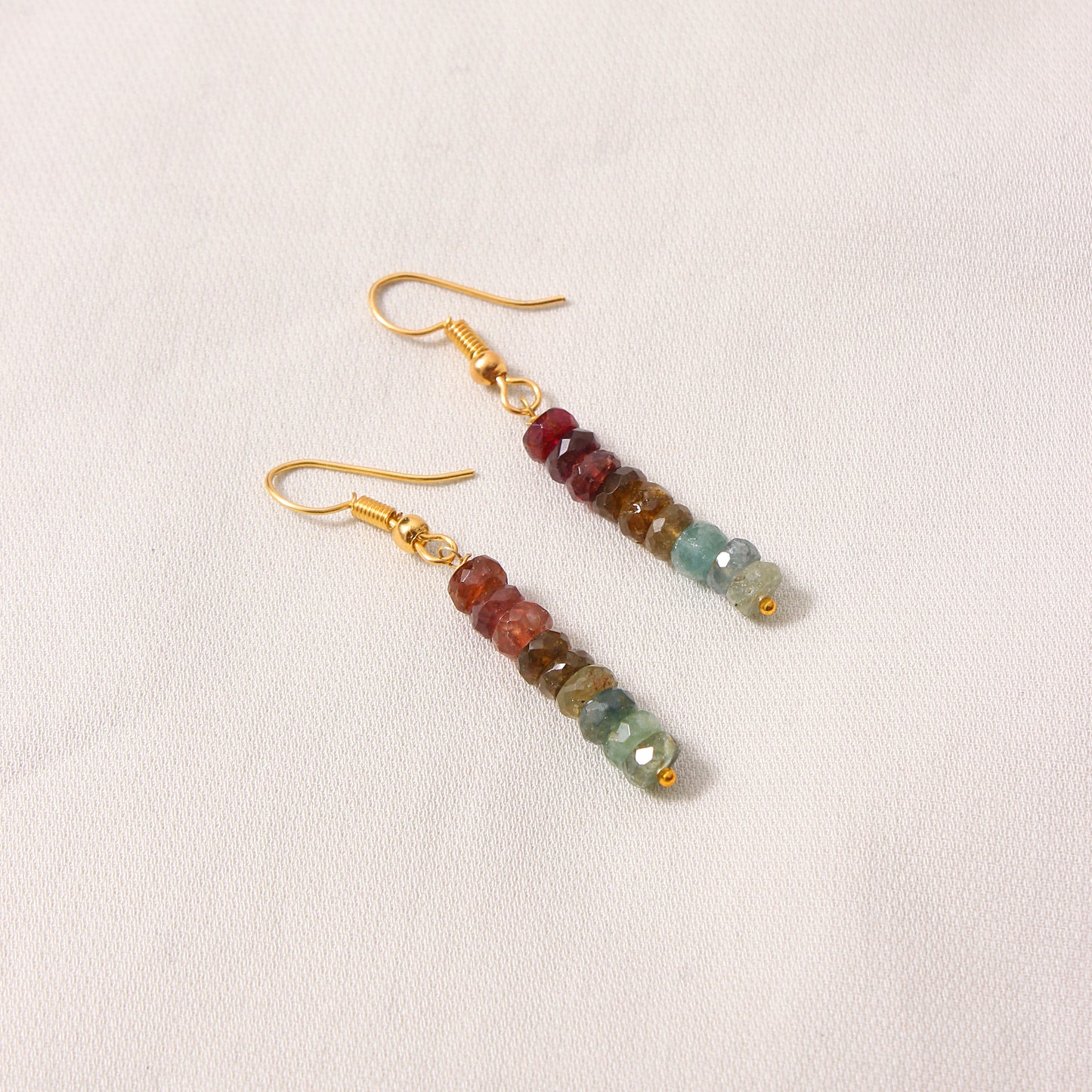 Natural Multi-Tourmaline Gemstone Earrings – Vibrant Drop Design for Balance & Style