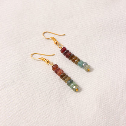Natural Multi-Tourmaline Gemstone Earrings – Vibrant Drop Design for Balance & Style