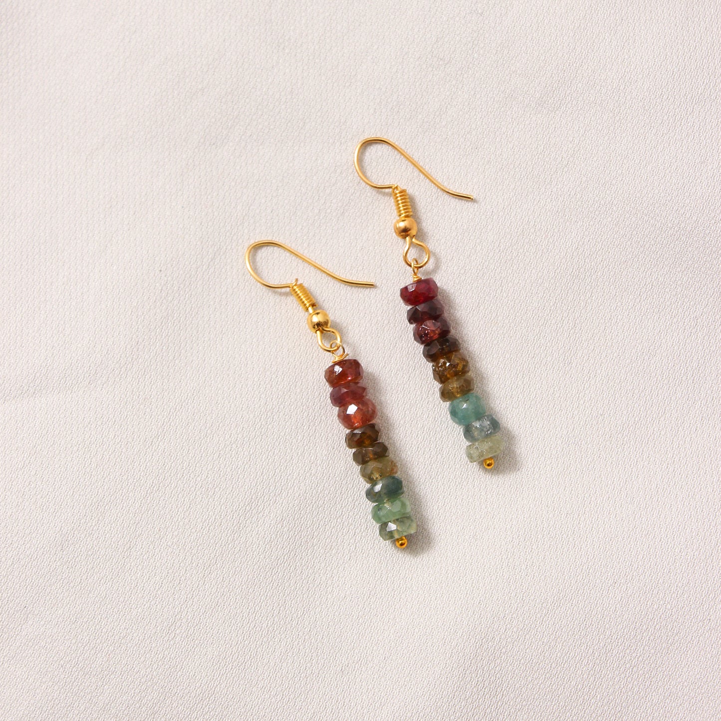 Natural Multi-Tourmaline Gemstone Earrings – Vibrant Drop Design for Balance & Style