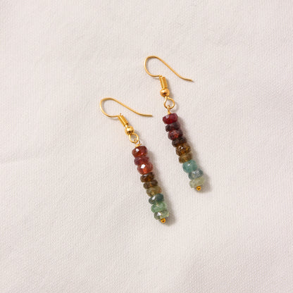 Natural Multi-Tourmaline Gemstone Earrings – Vibrant Drop Design for Balance & Style