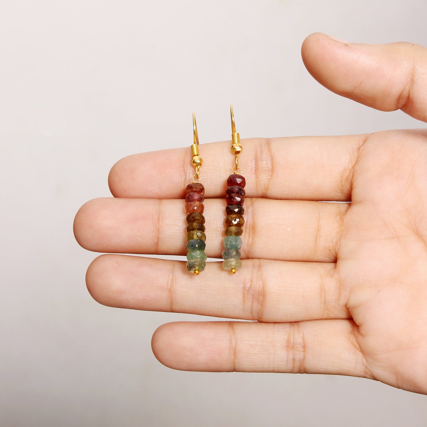 Natural Multi-Tourmaline Gemstone Earrings – Vibrant Drop Design for Balance & Style