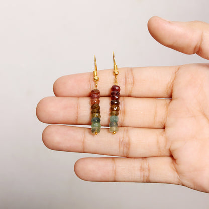 Natural Multi-Tourmaline Gemstone Earrings – Vibrant Drop Design for Balance & Style
