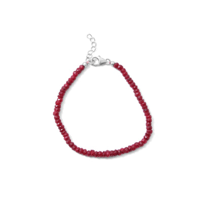 Natural Ruby Rondelle Beads Gemstone Bracelet – Passion & Vitality Gemstone Jewelry in Sterling Silver