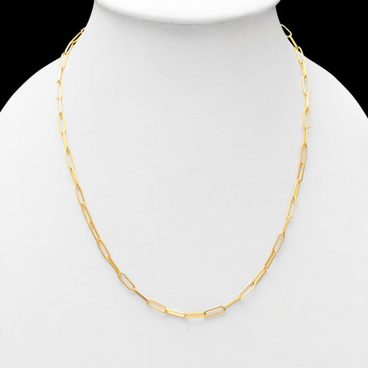 925 Stering SIlver Paperclip Chain Necklace With Gold Plated – Minimalist Link Chain for Everyday Wear