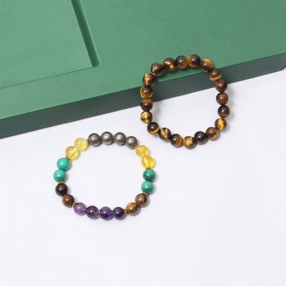 Money & Wealth + Tiger Eye Healing Stretchable Gemstone Bracelet – Attract Abundance & Boost Confidence