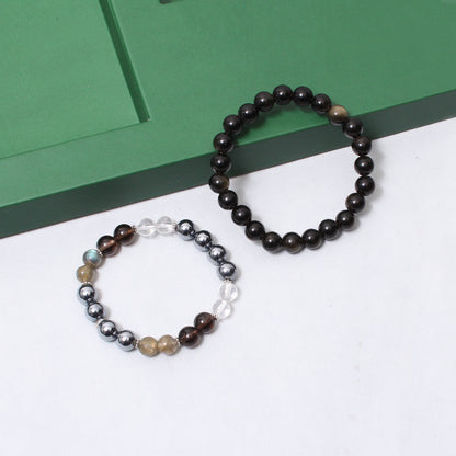 Protection & Grounding + Gold Sheen Obsidian Healing Stretchable Gemstone Bracelet – Shield of Clarity