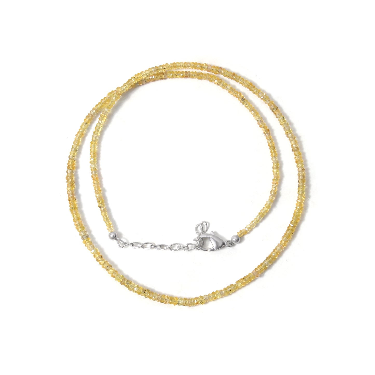 Natural Yellow Sapphire (Pukhraj) Faceted Rondelle Bead Necklace | Handmade Healing Gemstone Jewelry