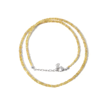 Natural Yellow Sapphire (Pukhraj) Faceted Rondelle Bead Necklace | Handmade Healing Gemstone Jewelry