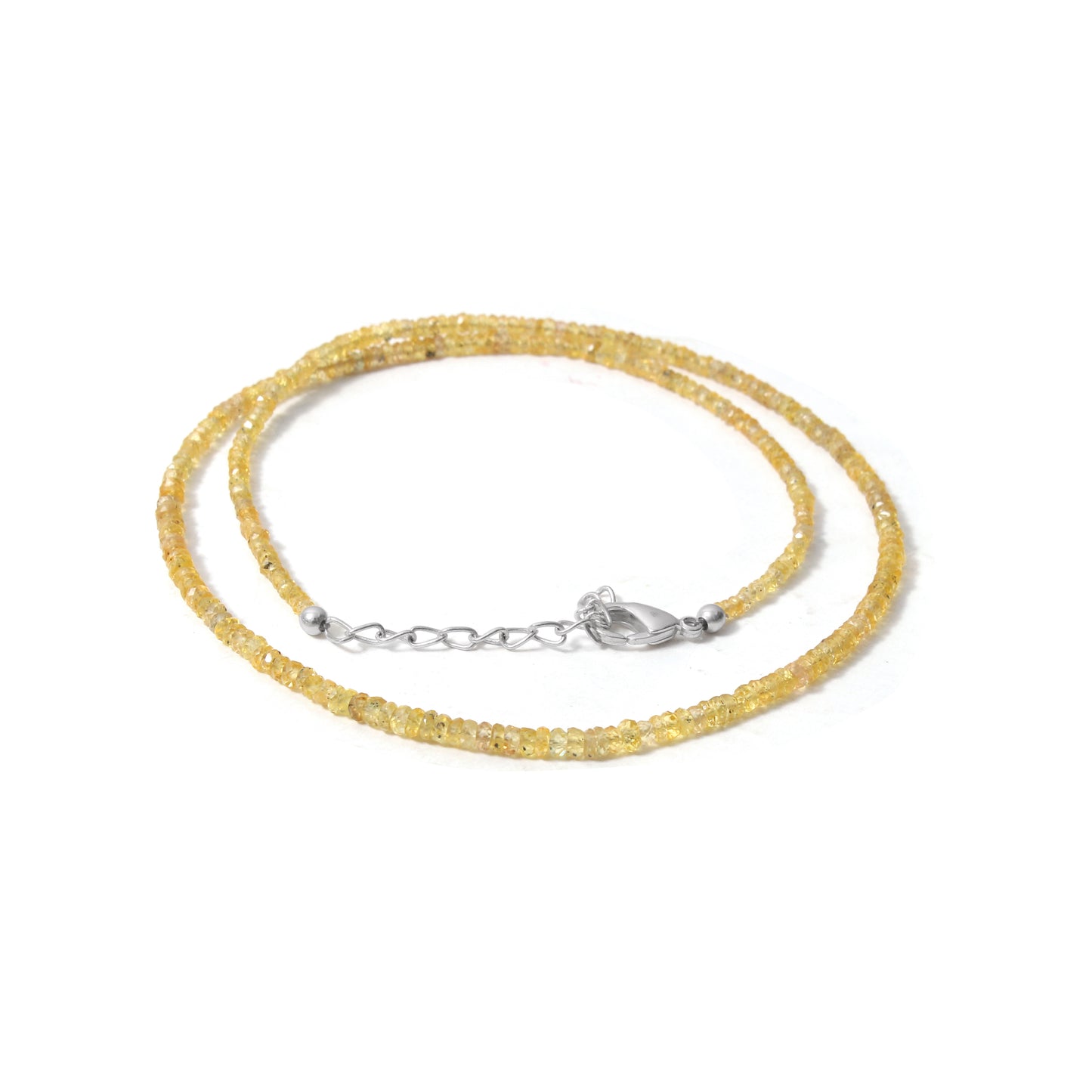 Natural Yellow Sapphire (Pukhraj) Faceted Rondelle Bead Necklace | Handmade Healing Gemstone Jewelry