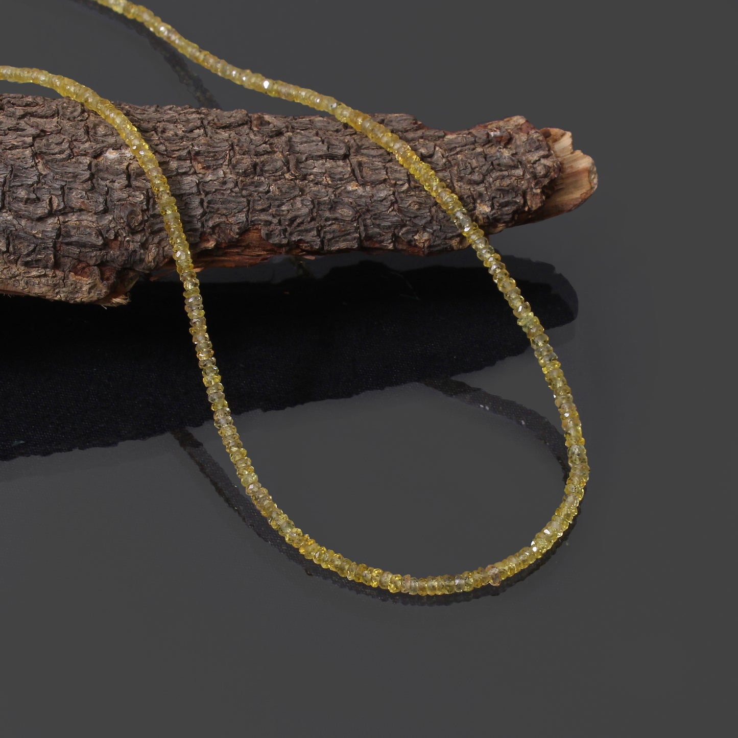 pukhraj yellow sapphire beaded necklace with silver clasp