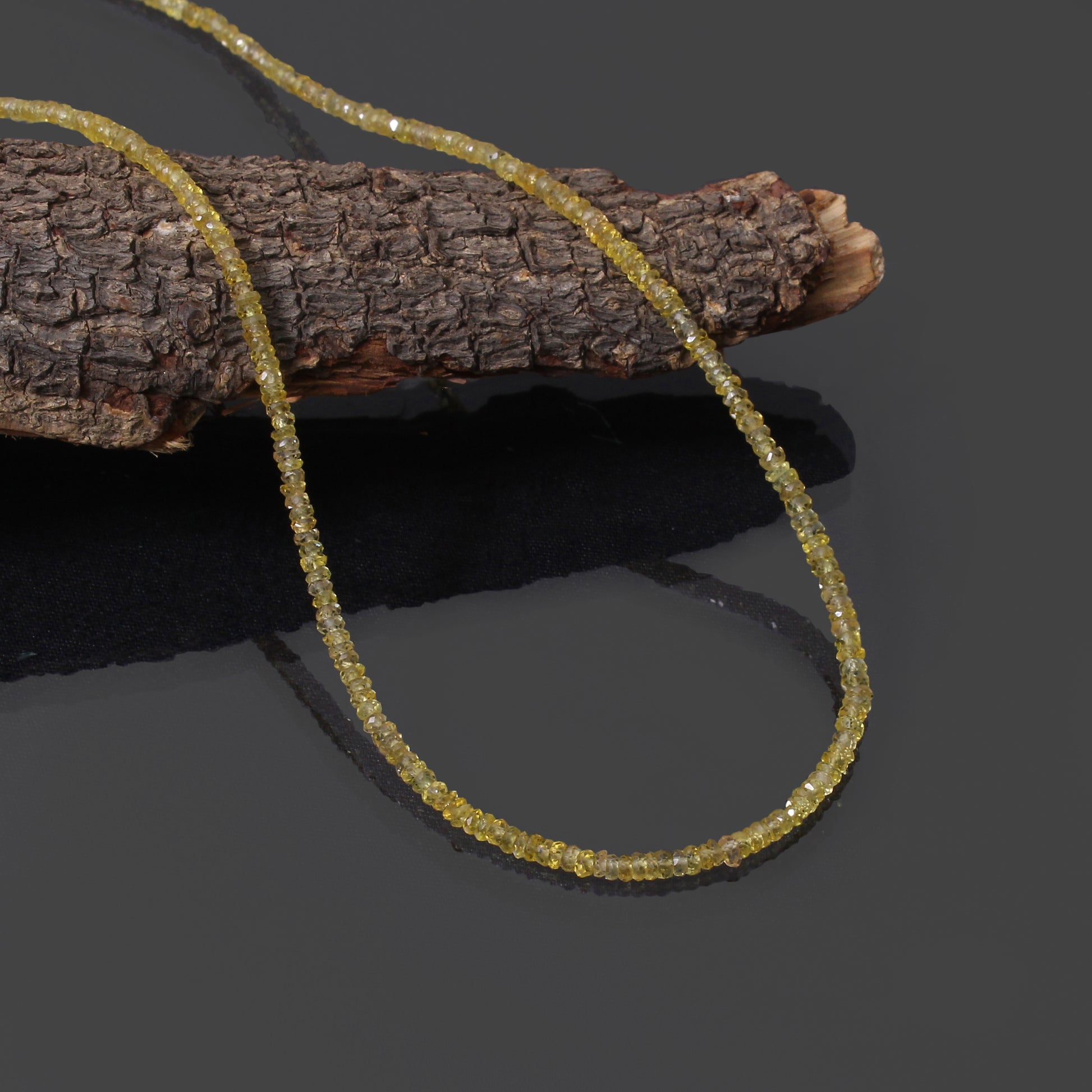 pukhraj yellow sapphire beaded necklace with silver clasp