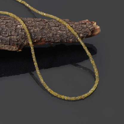 pukhraj yellow sapphire beaded necklace with silver clasp