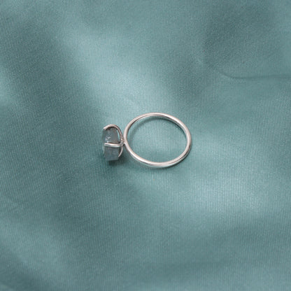 925 Sterling Silver Raw Natural Aquamarine Ring – Calming Blue Gemstone for Clarity & Serenity