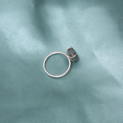 925 Sterling Silver Raw Natural Aquamarine Ring – Calming Blue Gemstone for Clarity & Serenity