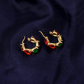 Multi Gemstone Quartz Hoop Earrings – Colorful Gold-Plated Statement Hoops for Women