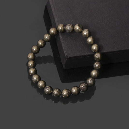 Natural Pyrite Stretchable Bracelet – Stylish Healing Energy Beaded Bracelet for Men & Women