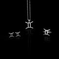 Gemini Zodiac Jewelry Set – Sterling Silver Ring, Earrings & Pendant Necklace | Cosmic Gift for Astrology Lovers