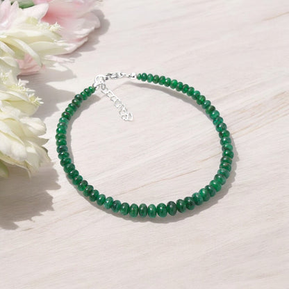 High Quality Grade Natural Emerald Bracelet with 925 Silver Clasp