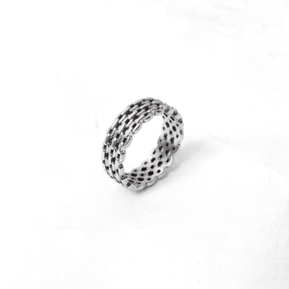 Sterling Silver Linked Chain Ring | Stylish Minimalist Link Design Ring for Everyday Wear