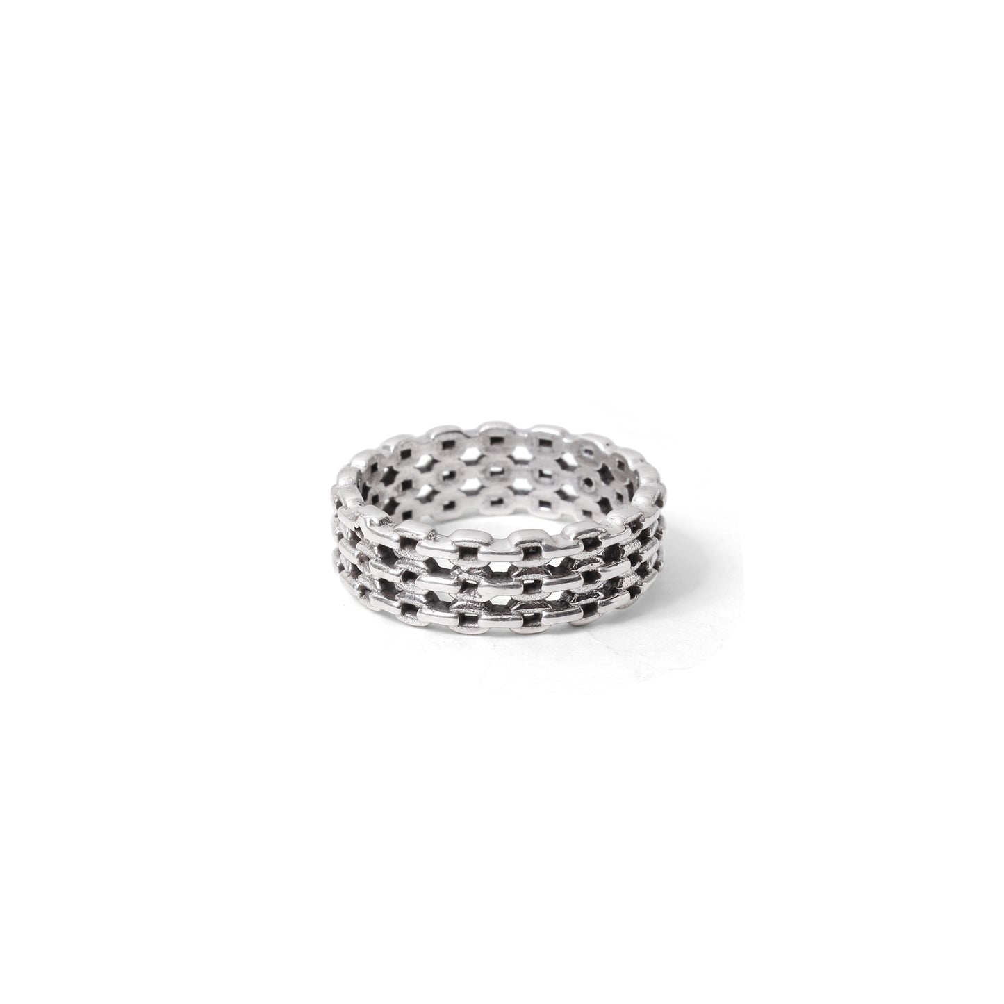 Sterling Silver Linked Chain Ring | Stylish Minimalist Link Design Ring for Everyday Wear