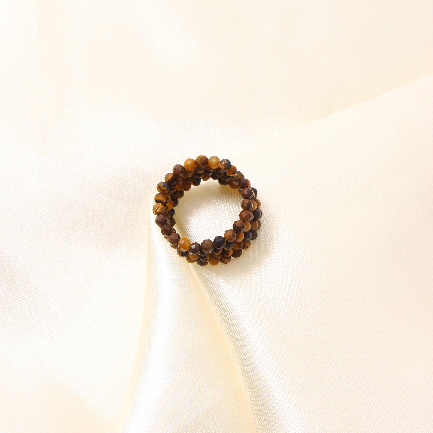 Natural Tiger's Eye Gemstone Beaded Ring – Stretchable, Unisex, Natural Energy Healing Jewelry