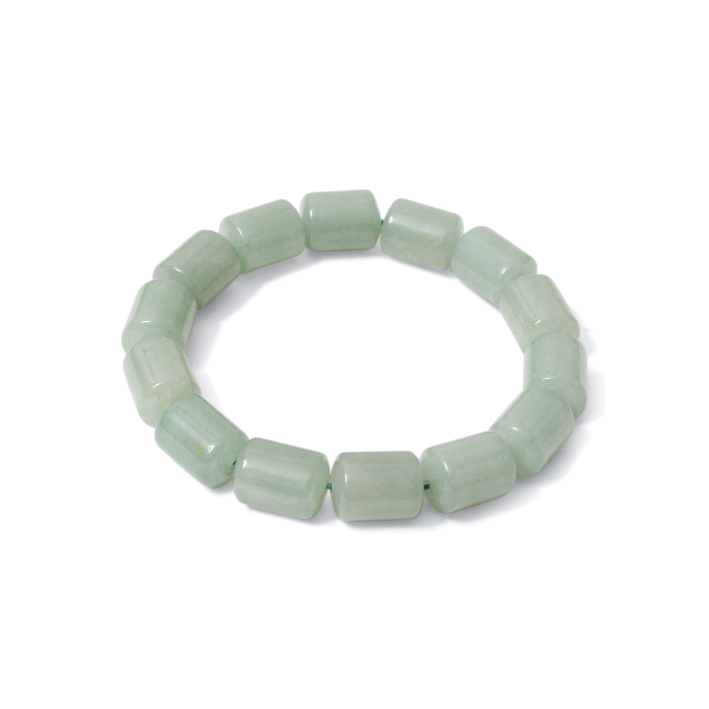 Natural Green Aventurine Plain Barrel Stretch Bead Bracelet – Handmade Luck & Prosperity Crystal Jewelry