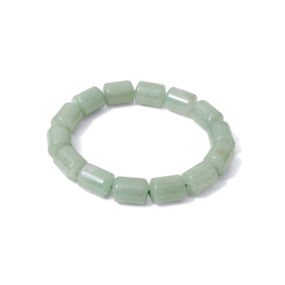 Natural Green Aventurine Plain Barrel Stretch Bead Bracelet – Handmade Luck & Prosperity Crystal Jewelry