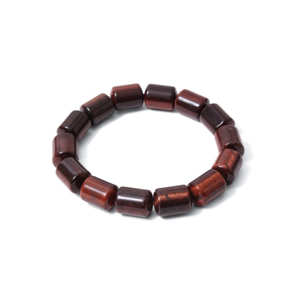 Natural Red Tiger Eye Plain Barrel Stretch Bead Bracelet – Handmade Healing Crystal Bracelet for Confidence & Protection