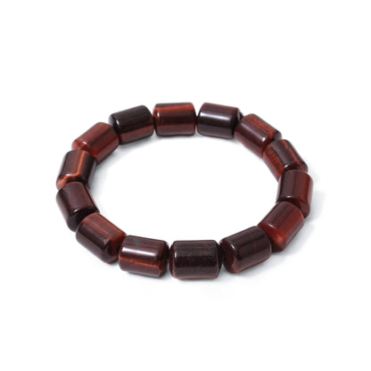 Natural Red Tiger Eye Plain Barrel Stretch Bead Bracelet – Handmade Healing Crystal Bracelet for Confidence & Protection