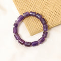 Natural Amethyst Plain Barrel Stretch Bead Bracelet – Handmade Healing Crystal Jewelry for Calm & Spiritual Balance
