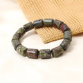 Natural Green Red Jasper Barrel Stretch Bracelet | Handmade Dragon Blood Jasper Gemstone Beaded Bracelet