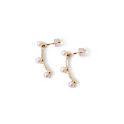 Elevate Your Style – Natural Pearl Linear Bar Earrings in 925 Sterling Silver with Gold Plating