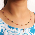 925 Sterling Silver Multi Tourmaline Beaded Chain Necklace – Delicate Multicolor Gemstone Jewelry
