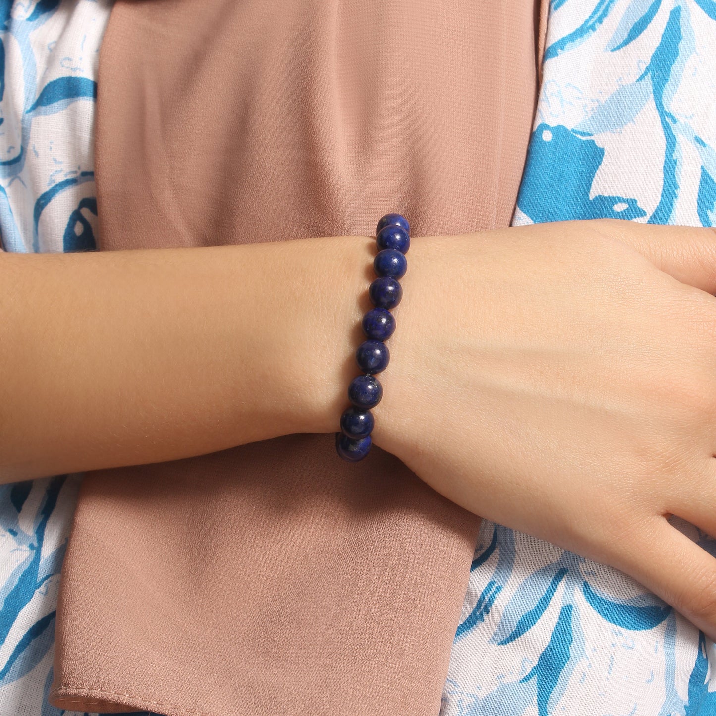 Natural Lapis Lazuli Smooth Round Streatch Bead Bracelet – Wisdom, Truth & Inner Peace | Handmade Stretchable Gemstone Jewelry