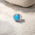 Natural Sky Turquoise Men's Ring in Sterling Silver | Handcrafted Vintage Statement Piece