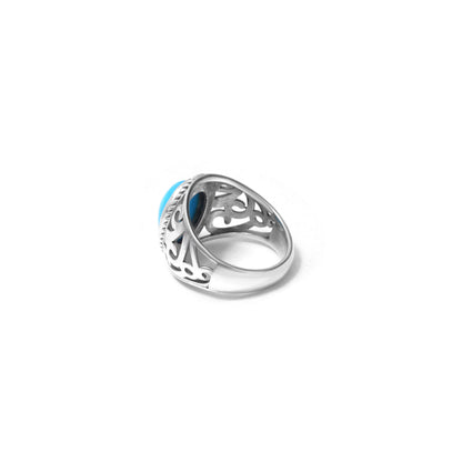 Natural Sky Turquoise Men's Ring in Sterling Silver | Handcrafted Vintage Statement Piece