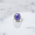 925 Sterling Silver Natural Tanzanite Oval Ring – Elegant Purple Gemstone Statement Ring