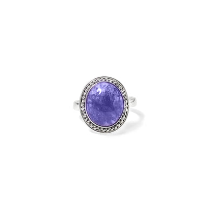 925 Sterling Silver Natural Tanzanite Oval Ring – Elegant Purple Gemstone Statement Ring
