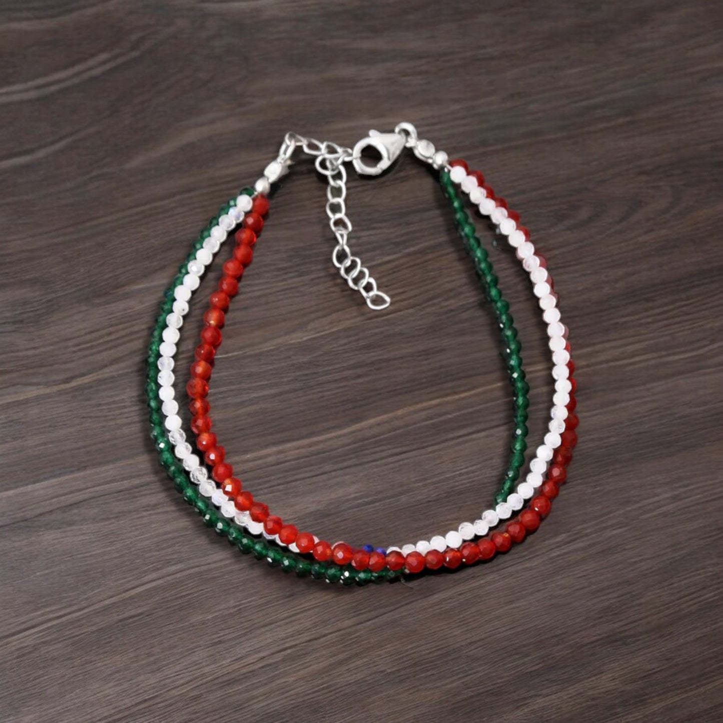 Independence Day Tiranga Minimalist Natural Gemstone Bracelet