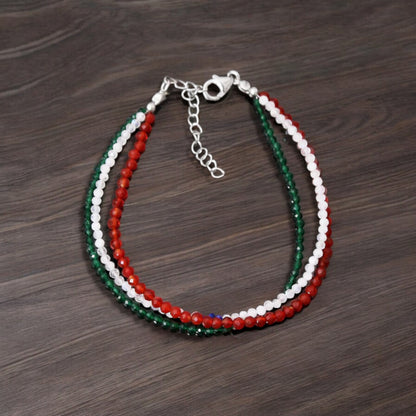 Independence Day Tiranga Minimalist Natural Gemstone Bracelet