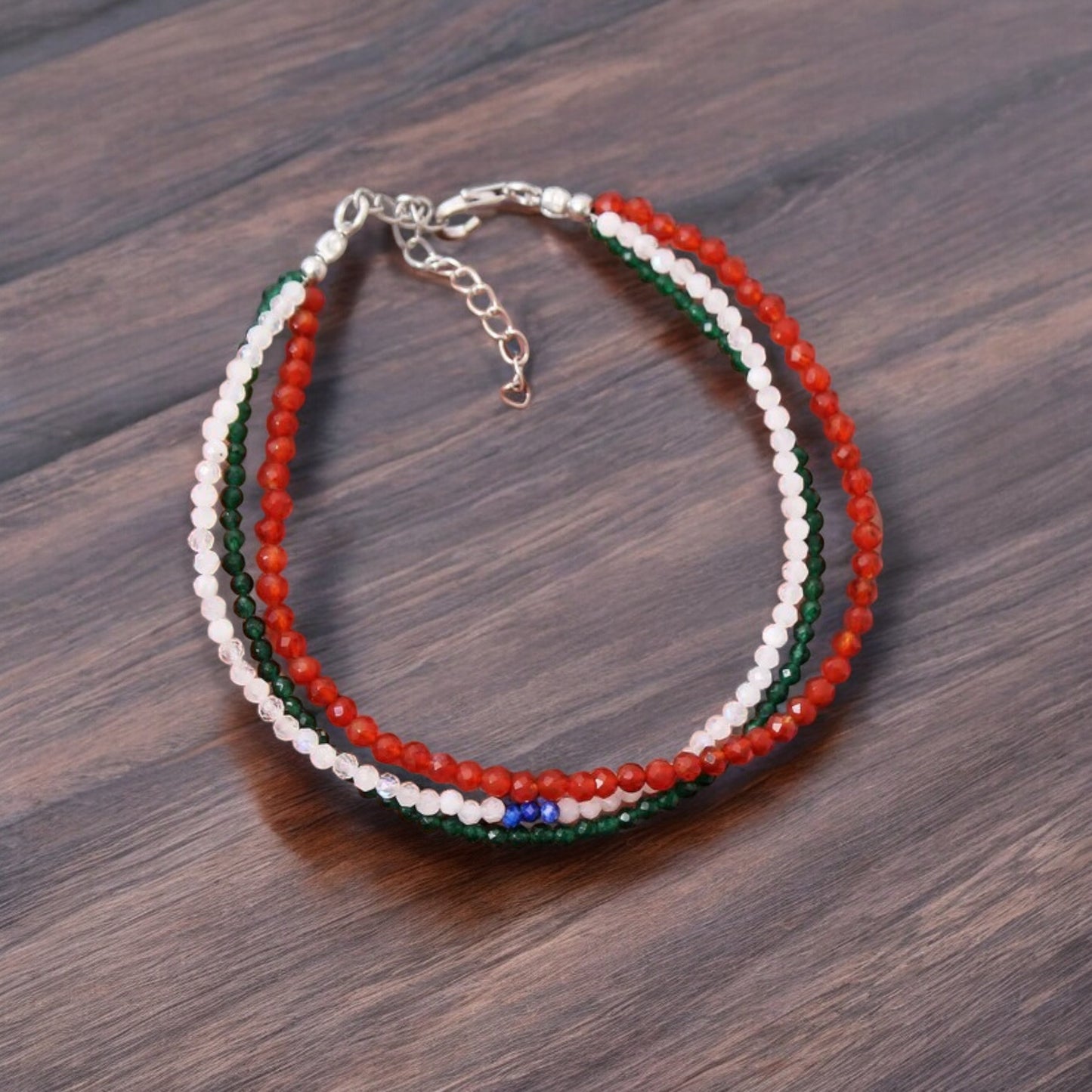 Independence Day Tiranga Minimalist Natural Gemstone Bracelet