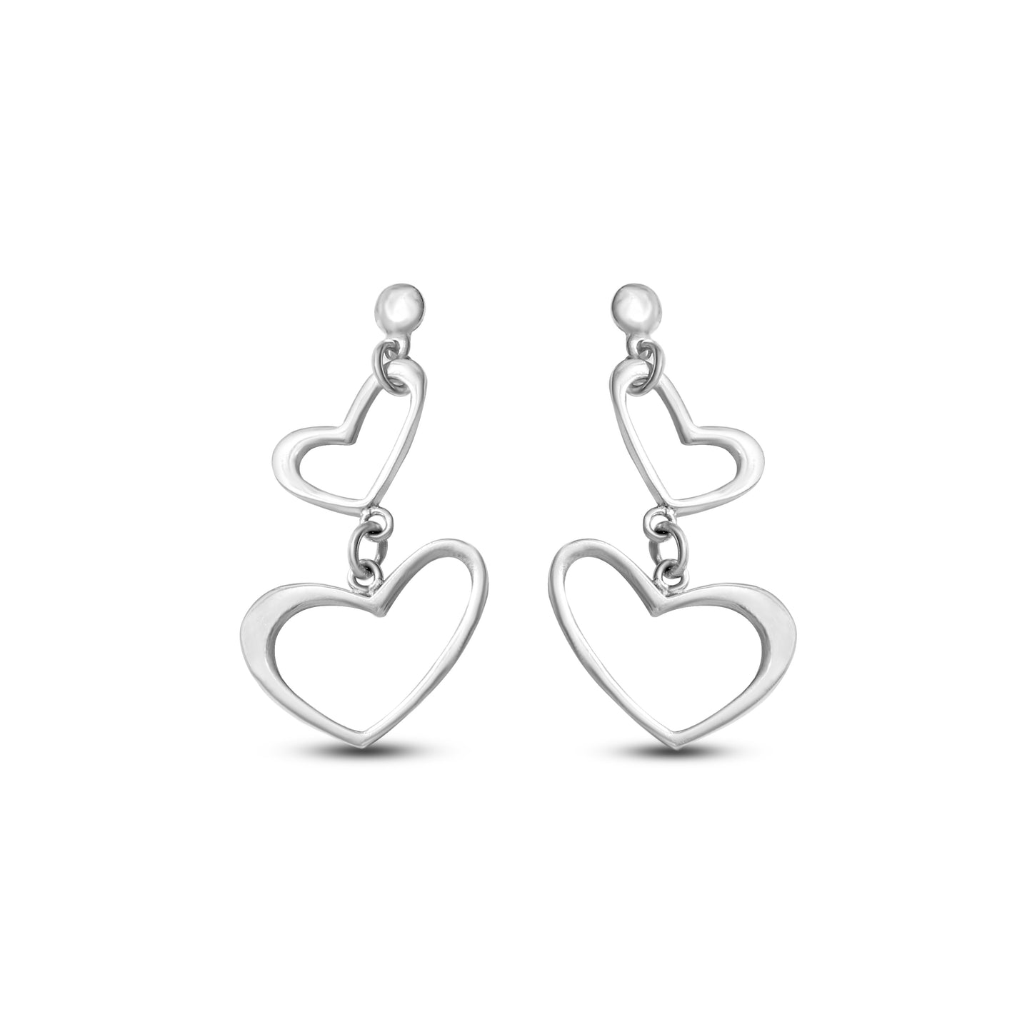 925 Sterling Silver Double Heart Drop Earrings – Romantic and Stylish Jewelry for Any Occasion