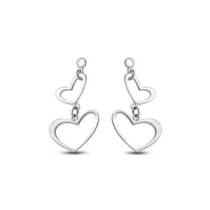 925 Sterling Silver Double Heart Drop Earrings – Romantic and Stylish Jewelry for Any Occasion